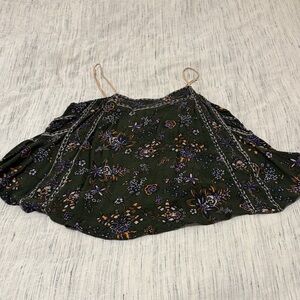 Free People Floral Tank Top in Green and Purple